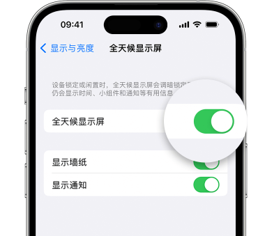 楚雄苹果15预约维修分享iPhone15如何设置全天候显示屏幕可见 